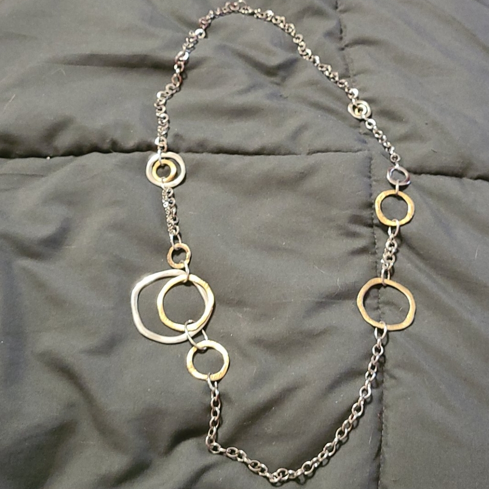 Long silver with gold necklace